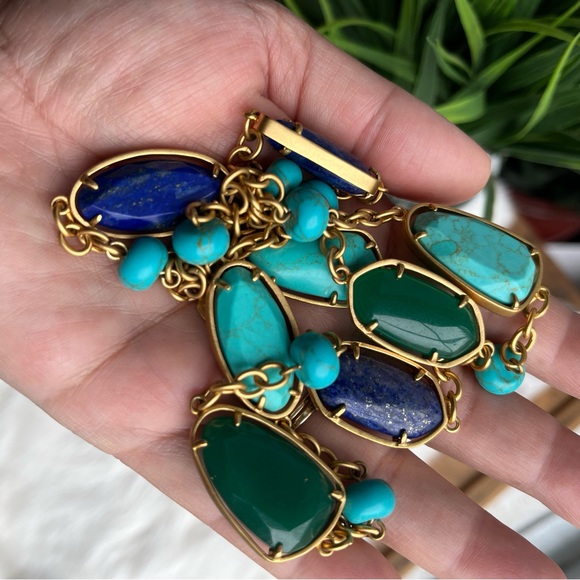 Carolee Lux Gemstone Estate Necklace Turquoise Lapis Chrysoprase 32” - Picture 7 of 7